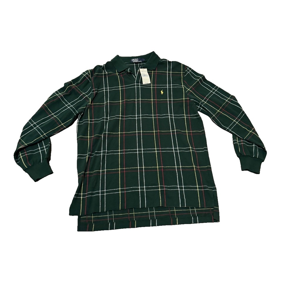 Vintage Polo Ralph Lauren shirt  XL  Green Plaid Polo Rugby Top small Pony New